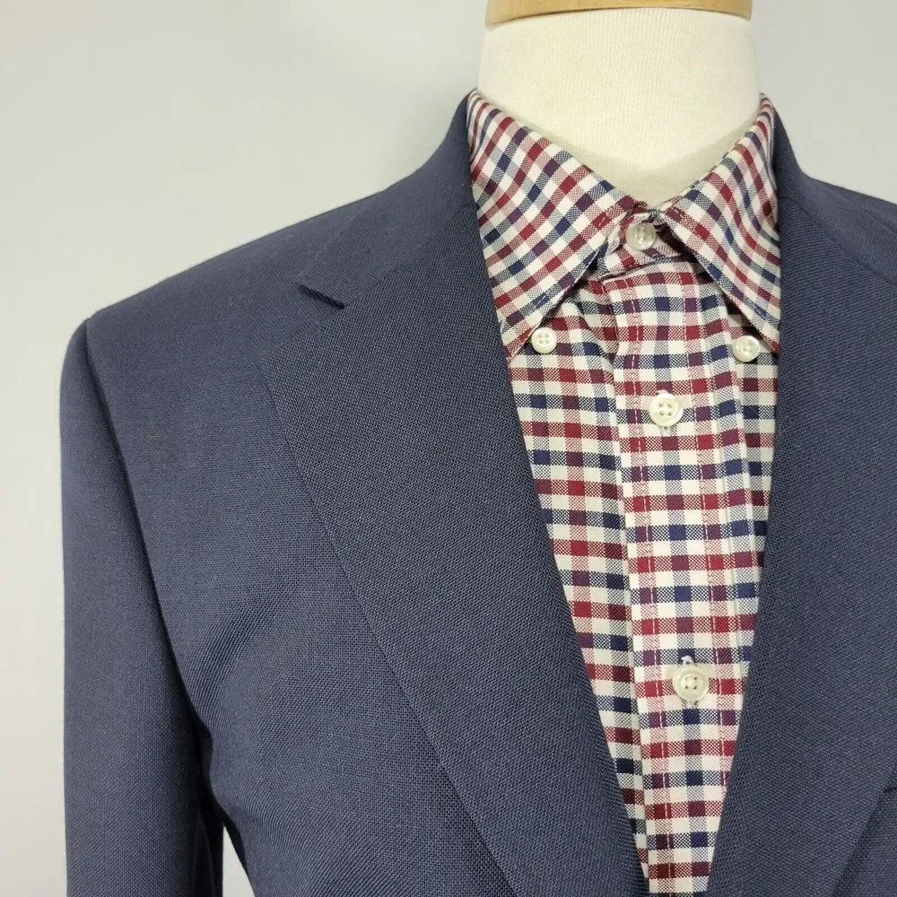 Stafford Men's‎ Sport Coat Blazer Two Button Deep Navy Polyester Wool Size 38R